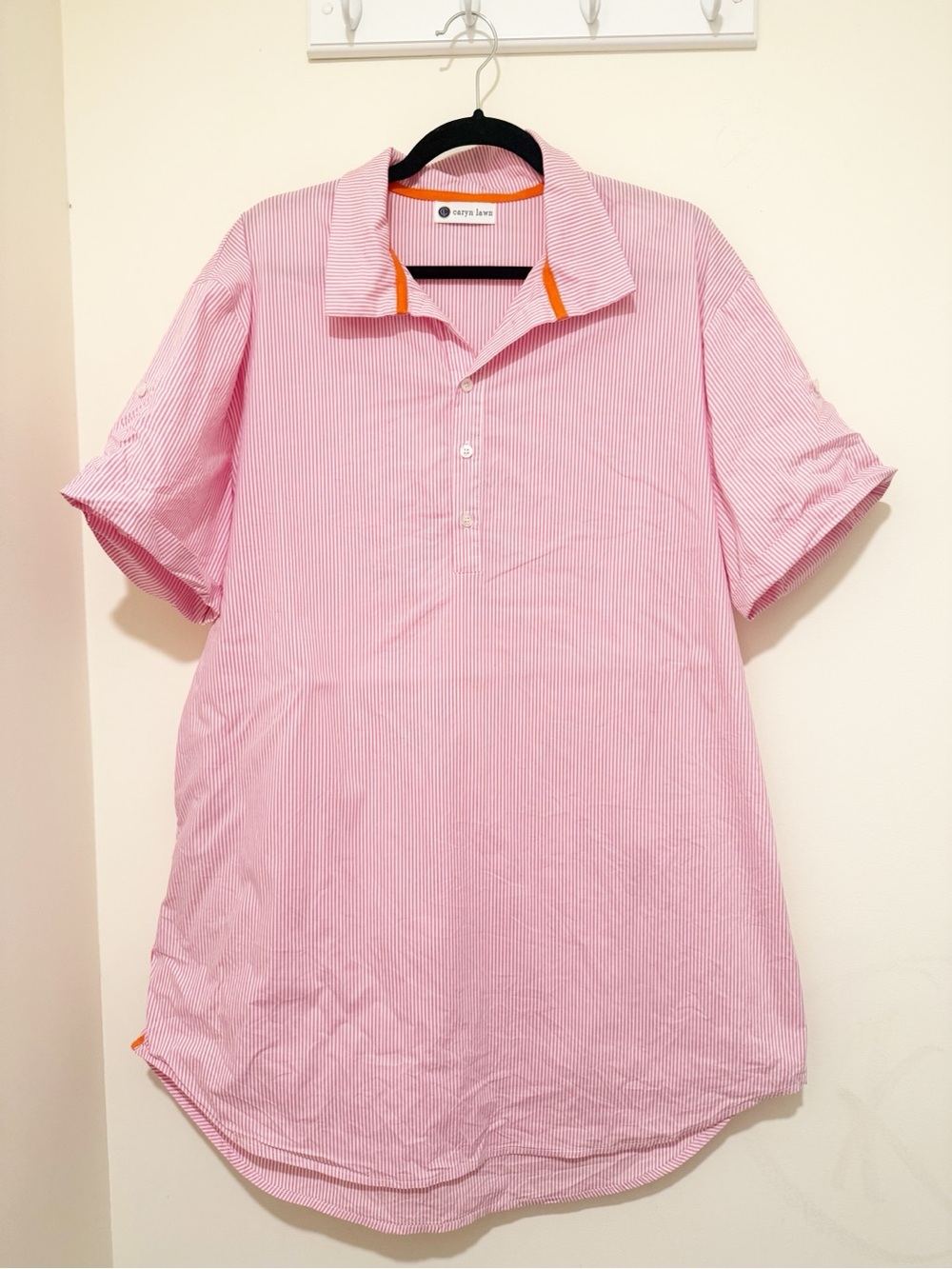 Women’s Pink Striped Tunic with Collar - Easy Living
